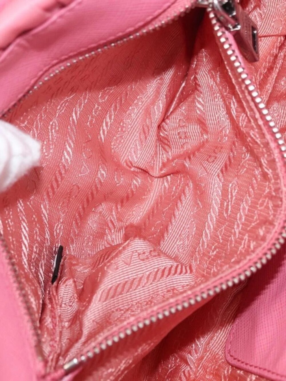 PRADA Gathered Chain Shoulder Bag Nylon Pink Silver Auth 161419 - Picture 13 of 16